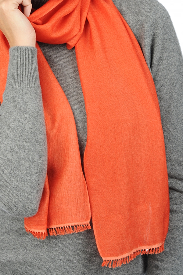 Cashmere & Silk accessories shawls scarva mandarin red 170x25cm